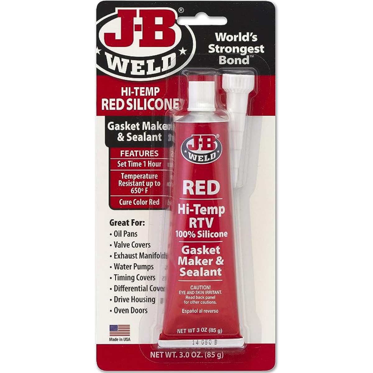 JB Weld High Temperature Silicone Gasket Maker and Sealant, Red, 85 g